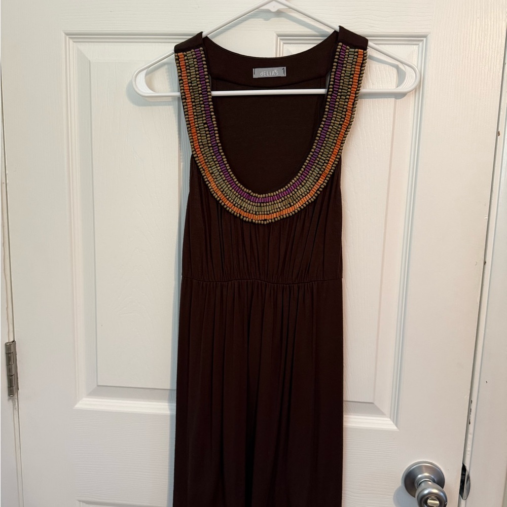 dELiA*s Chocolate Tunic with Vibrant Beading